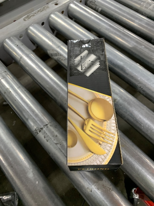 Photo 1 of *INCOMPLETE** PEIRONG Gold Silverware, Food-Grade Stainless Steel Flatware Set for 6, Cutlery Set Tableware with Black Handle, Forks, Utensil Sets for Home Restaurant Hotel