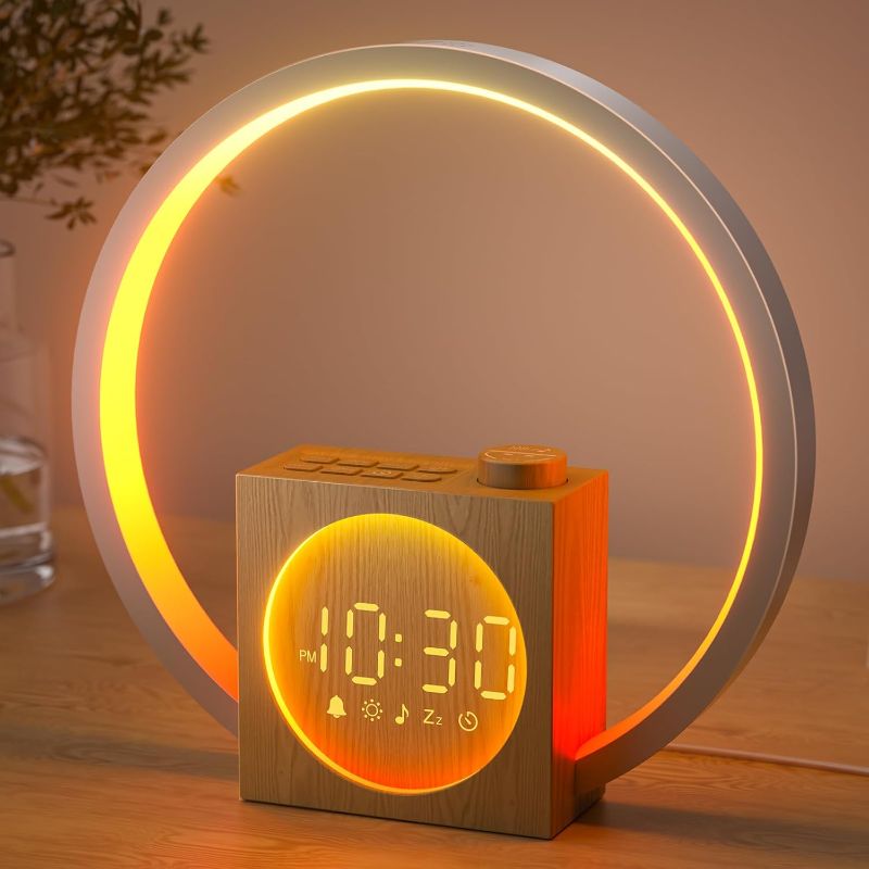 View 1 of
LIORQUE Sunrise Alarm Clock, Wake up Light with White Noise for Heavy Sleepers, Adjustable Sleep Timer, Volume&Brightness,.