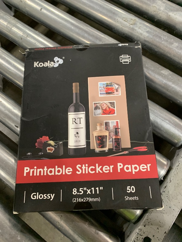 Photo 1 of (50 Sheets) Koala Glossy Sticker Paper for Inkjet Printer, Printable Sticker Paper White, 8.5x11 Inch Self-Adhesive Photo Sticker Printer Paper