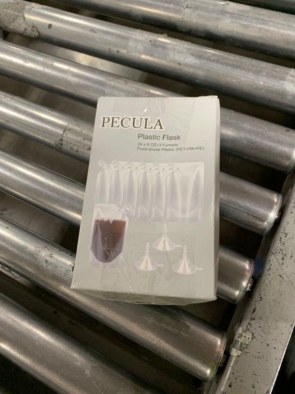 Photo 1 of 24 Pcs Plastic Flasks, 8 Oz Concealable and Reusable Drink Pouches, Leak-Proof Food Grade Plastic for Travel