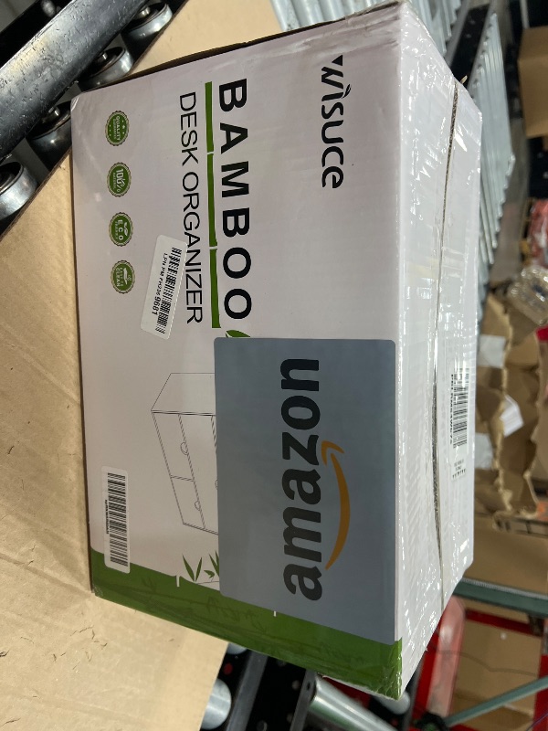 Photo 1 of Wisuce Bamboo Desk Organizer, Mini Desktop Drawer Tabletop Storage Organization Box for Office Home Toiletries Supplies Vanity, No Assembly Required (3 Drawer with Shelf)