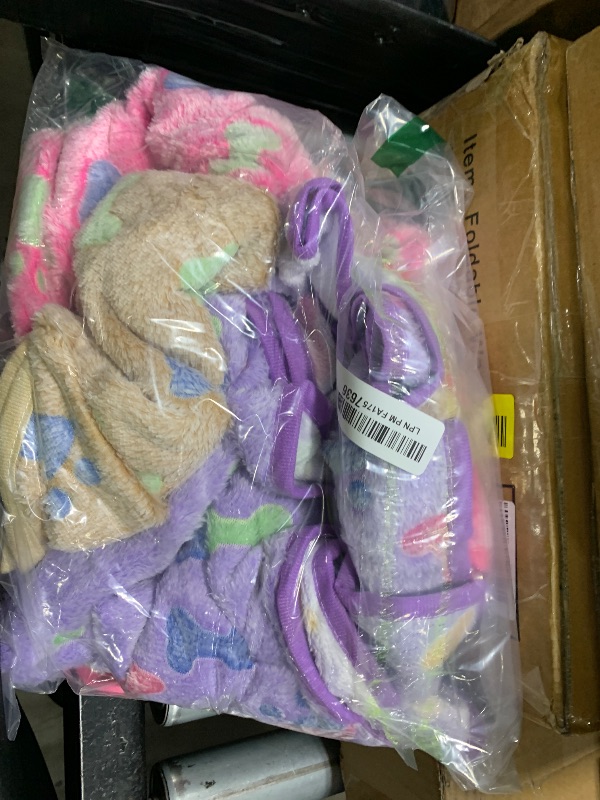 Photo 1 of 1 Pack 3 Blankets Super Soft Fluffy Cute Bone Pattern Pet Blanket Flannel Throw for Dog Puppy Cat Pink/Brown/Purple Large