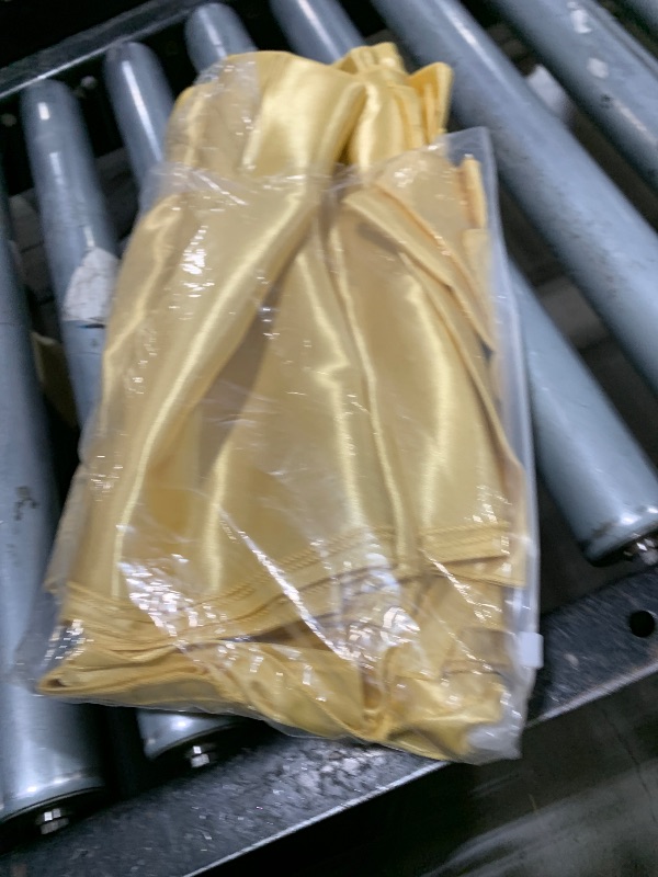 Photo 1 of 10 Pack Satin Table Runner 12 x 108 Inch Long Light Gold Smooth Silk Fabric Table Runner for Birthday Parties Wedding Banquets Decorations.