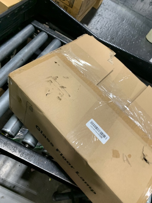 Photo 1 of ?Upgraded? Dimmable Glass Floor Lamp for Living Room, Modern Gold Standing Lamp with Green Ribbed Glass Lampshade & Knob Dimmer, Arc Tall Lamp for Bedroom Office Reading Room, 2700K Led Bulb Included