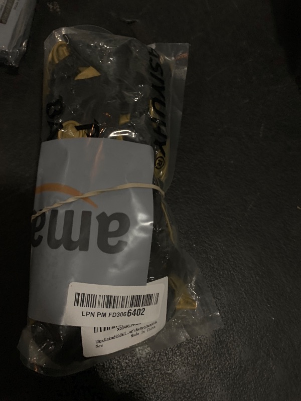 Photo 1 of 100pcs Black and Gold Balloons 12 Inch Metallic Gold and Black latex Party Balloons for Birthday Retirement Graduation New Year's Eve Party Decorations