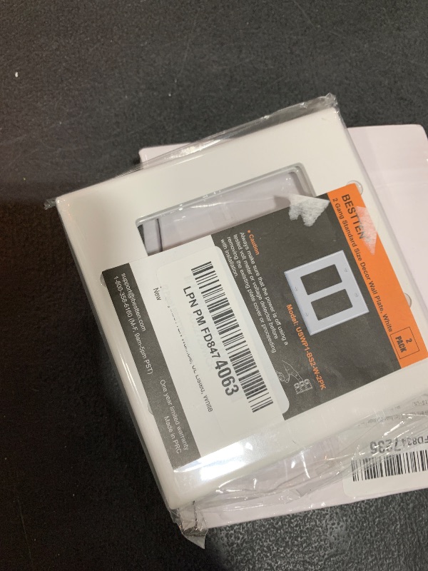 Photo 1 of [2 Pack] BESTTEN 2-Gang Decorator Wall Plate, Standard Size, H4.53” x W4.57”, Unbreakable Polycarbonate Outlet and Switch Cover, UL Listed, White