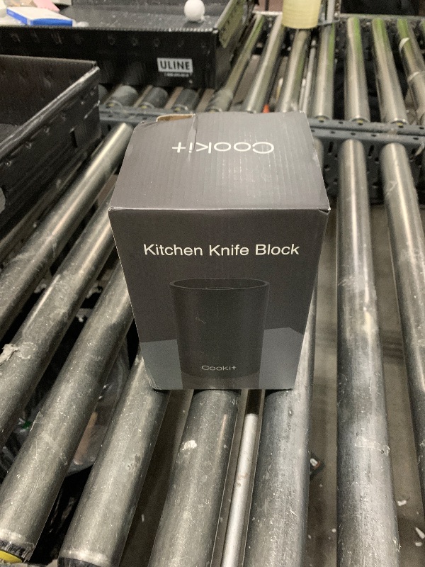 Photo 1 of  Knife Block Without Knives, Cookit Universal Round Knife Block Only, Detachable Knife Holder for Easy Cleaning, Space Saver Knife Storage Holder with Scissors Slot, Black 