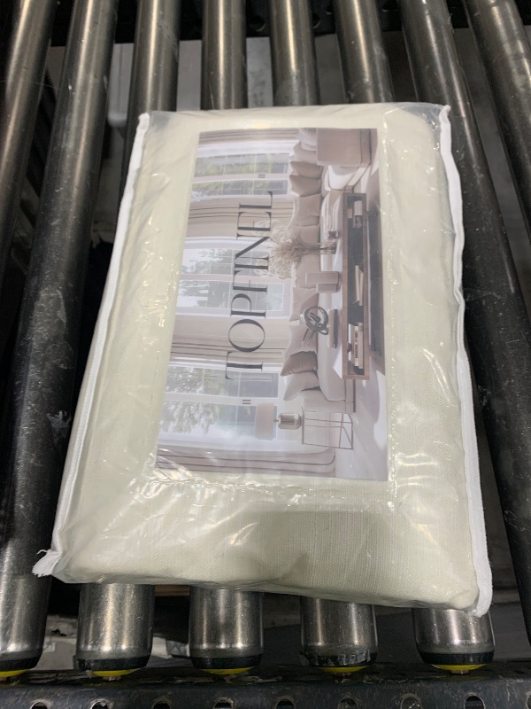 Photo 1 of  Topfinel 132 Inch Curtains Extra Long Living Room for Large Window 11 FT 2 Panels Natural Ivory Birch Linen Texture Thermal Insulated Energy Saving Drapes for Living Room Sliding Door (W52 x L132 x2) 