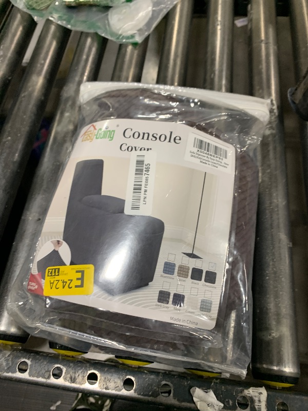 Photo 1 of  Easy-Going 2-Piece Recliner Console Cover for Reclining Loveseat Covers Stretch Jacquard Middle Console Cover for Recliner Couch and Sofa Chocolate 