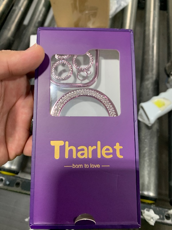 Photo 1 of  tharlet Magnetic for iPhone 15 Pro Max Case (6.7"), Glitter Luxury Plating Bling Clear Hard Back Frame, Full Camera Lens Protection with a Privacy Screen Protector, Pink (6.7") 