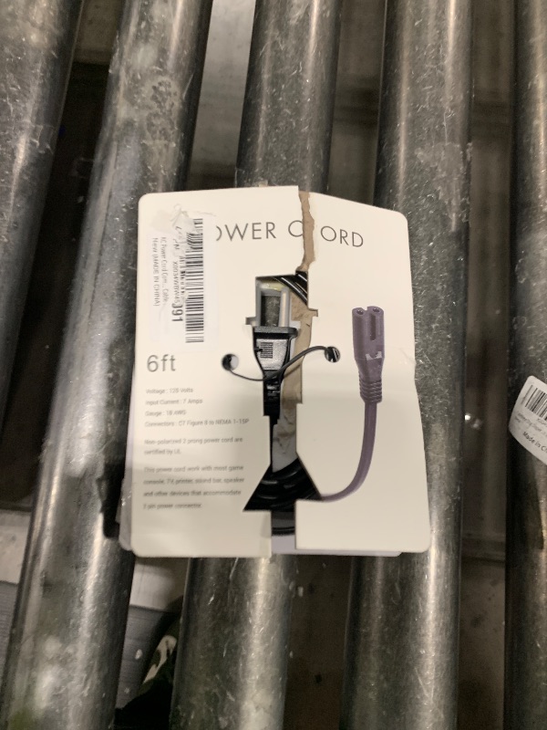 Photo 1 of  [UL Listed] 6ft 18AWG 7A 125V AC Power Cord 2 Prong Cable Non Polarized (NEMA 1-15P to IEC-320-C7) 