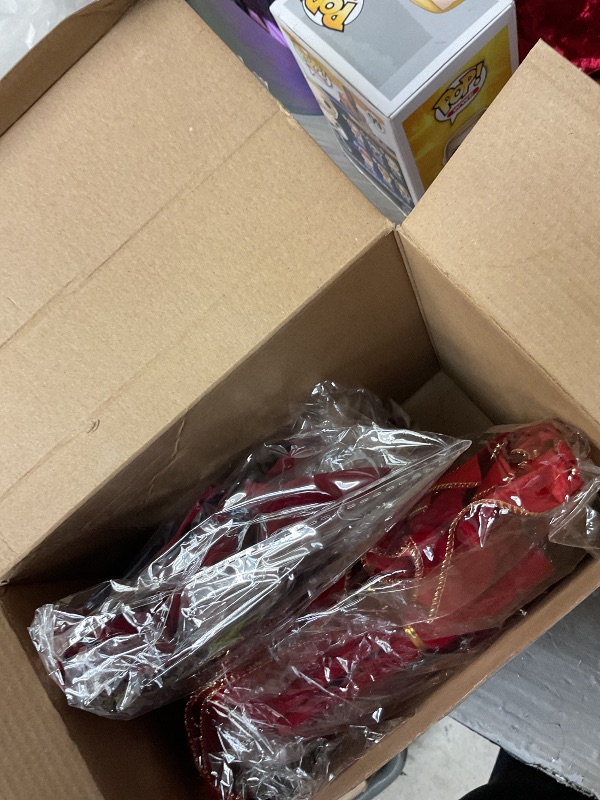 Photo 1 of Halloscume 52 Pcs Red Christmas Tree Decoration Set Include 44'' Large Topper Velvet Bow 12 Poinsettia Flowers 24 Velvet Ball Ornaments 6 Red Christmas Bow 9 Xmas Snowflakes for Holiday Party Decor