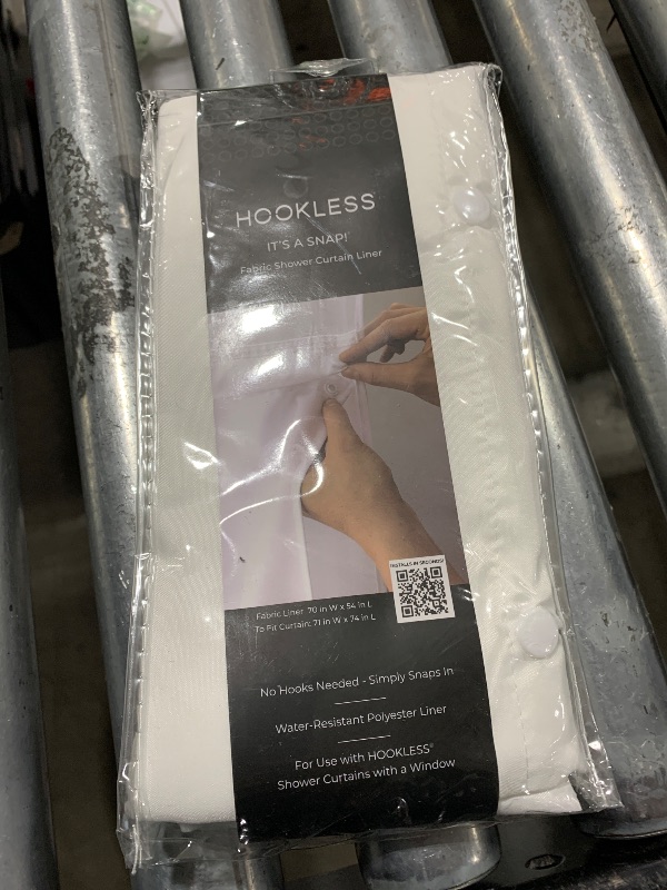 Photo 2 of Hookless It's A Snap! Polyester Fabric Snap-In Replacement Shower Curtain Liner for Hookless Curtain with Sheer Window, 70" x 54", Water-Repellent, Easy Install, White