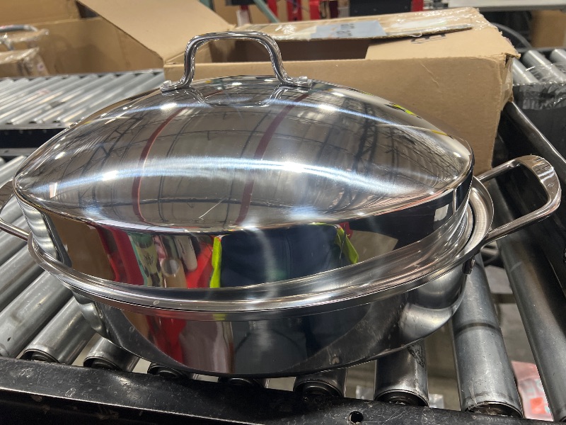 Photo 1 of Large Turkey Roaster with Rack and Lid Stainless Steel Lasagna Pan Fish Steamer for Ham Chicken Meat Roasts Casseroles & Vegetables, Induction Safe (Extra large)