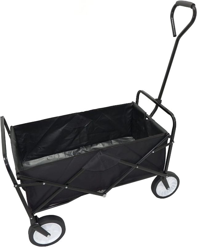 Photo 1 of  Black Multifunction Folding Wagon Cart Outdoor Portable Wheels for Utility,Camping,Grocery,Shopp