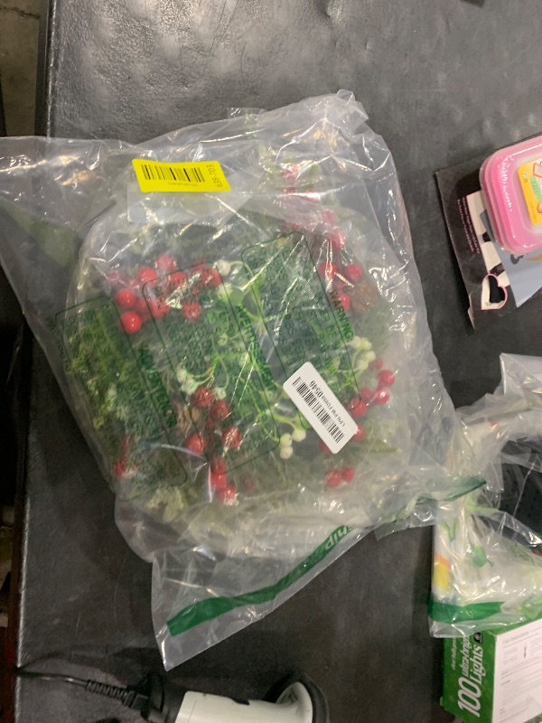 Photo 1 of [Snowy] 4 Pcs Christmas Candle Rings Wreaths, Mini Wreaths - 9"x3.5" Real Touch Cedar Wreath with Cypress Snowy Pinecones & Red Berry Christmas Candle Ring Holder for Home Table Centerpiece Decor