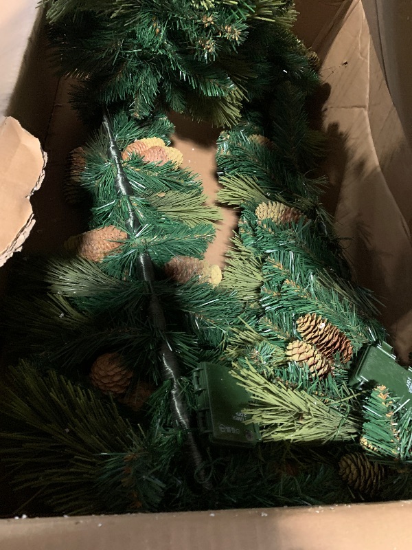 Photo 1 of ***SIMILAR ITEM****** Pre-Lit Artificial Christmas Garland with 50 Led Light, Green, Decorated with Pine Cones, Glitter Powder Gold Ball, Christmas Collection Indoor Outdoor Decor