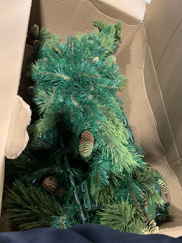 Photo 1 of ***SIMILAR ITEM****** Pre-Lit Artificial Christmas Garland with 50 Led Light, Green, Decorated with Pine Cones, Glitter Powder Gold Ball, Christmas Collection Indoor Outdoor Decor