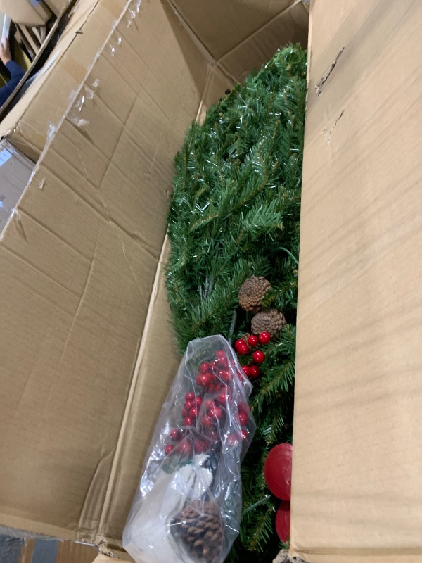 Photo 1 of ****SIMILAR ITEM**** 7.5ft Prelit Carolina Pine Christmas Tree with Remote, Artificial Green Hinged Christmas Tree w/ 1200 Mixed Tips, Pine Needles, 45 Pinecones, 48 Red Berries, 400 Lights & 11 Modes