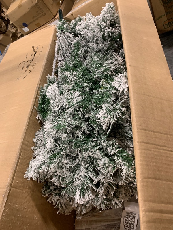Photo 1 of ***SIMILAR ITEM***** 6ft Premium Snow Flocked Artificial Christmas Tree Hinged Pine Full Holiday Xmas Tree for Home Office Party Decoration with 820 Branch Snow Tips and Metal Stand