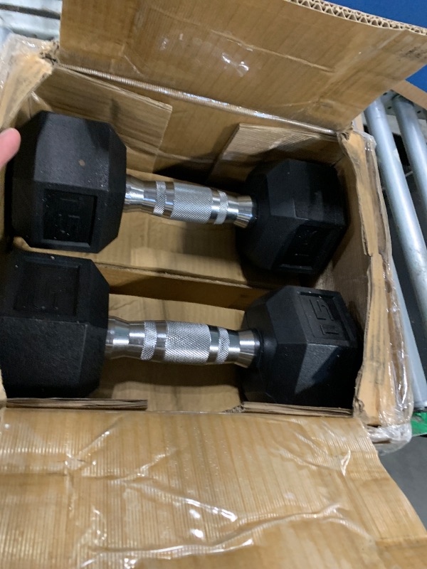 Photo 1 of ** ONLY WEIGHTS ** Cap Barbell 150 LB Rubber Coated Hex Dumbbell Hand Weight Set with Vertical Storage Rack - Chrome Handle | Black Rack