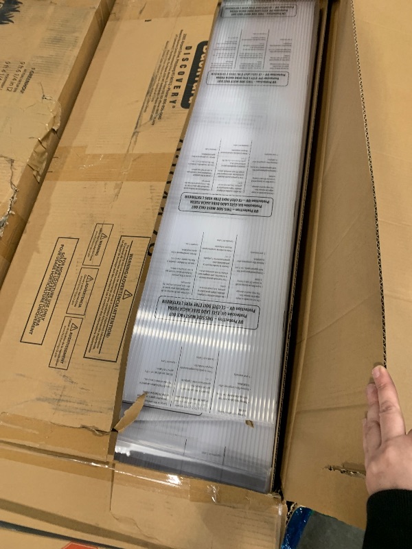 Photo 1 of *** SCRTACHES ON TWO PIECES OF WOOD *** BRING TRUCK ITEM IS A 5 BOX SET ON A PALLET *** Backyard Discovery Willow 9' x 6' White Cedar Wood and Polycarbonate Walk-in Greenhouse Kit with Exhaust Fan, Windows, Hose Hook-Ups, PowerPort, Staging Shelves for Ye