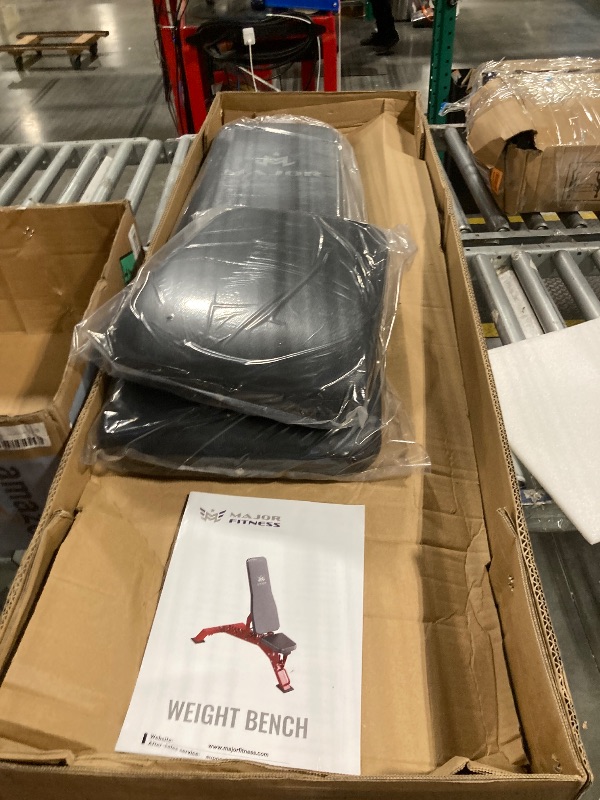 Photo 1 of **ASSEMBLY INSTRUCTIONS INCLUDED** MAJOR FITNESS Adjustable Weight Bench (Elite Version) - 1300LB Capacity, 32 Positions for Strength Training, Bench Press, and Full-Body Workouts for Home or Garage Gym, Red