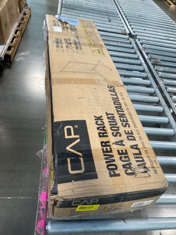 Photo 1 of **ASSEMBLY INSTRUCTIONS INCLUDED** CAP Barbell Power Rack with Pull Up Bar & Attachments - Squat Rack & Strength Training Power Cage for Home Gym - Red