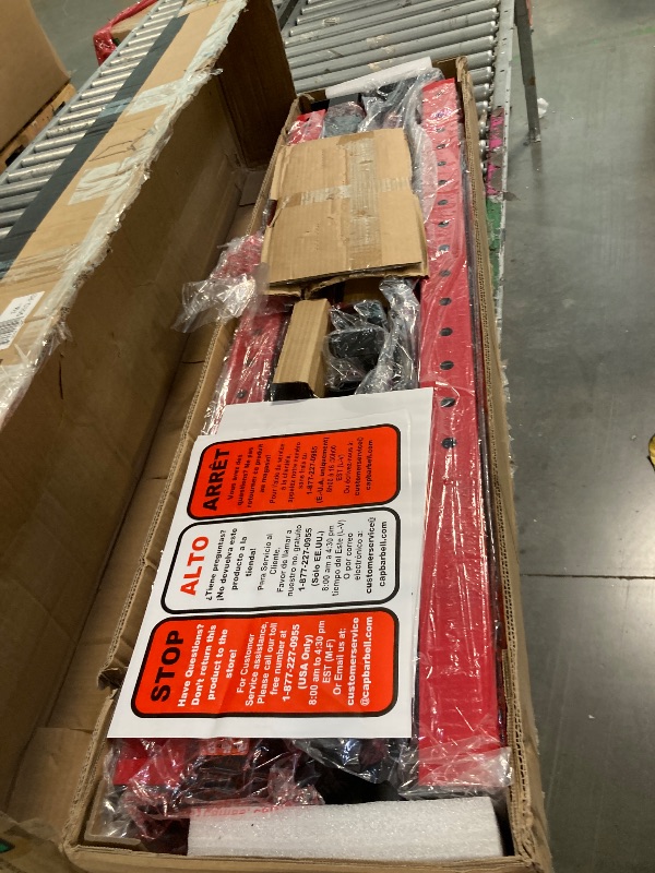 Photo 1 of **ASSEMBLY INSTRUCTIONS INCLUDED** CAP Barbell Power Rack with Pull Up Bar & Attachments - Squat Rack & Strength Training Power Cage for Home Gym - Red