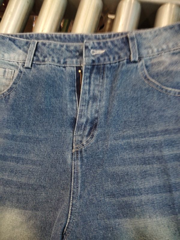 Photo 1 of **MISSING BUTTON**
KT Women's Barrel Jeans Wide Leg Mid Rise Denim Ankle Pants Y2k Baggy Boyfriend Jeans with Pockets (Large,Navy)