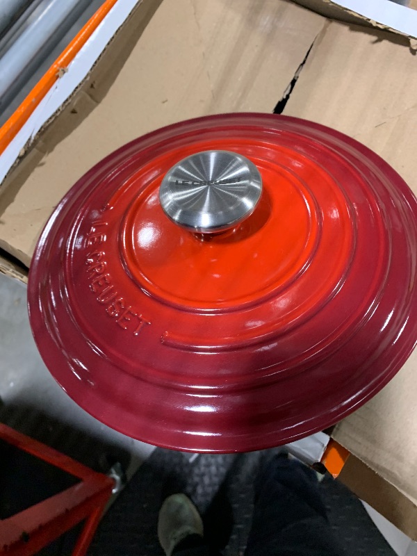Photo 1 of ***VERY USED*** Le Creuset Enameled Cast Iron Signature Round Dutch Oven, 4.5 qt., Cerise