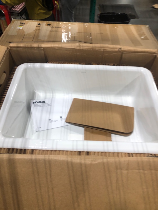 Photo 1 of ** DAMAGE MINOR CHECK PHOTO** KOHLER Whitehaven® 32-3/4" Farmhouse Self-Trimming Undermount Single-Bowl Kitchen Sink Undermount, Kitchen Sinks with Tall Apron, K-5827-0, White