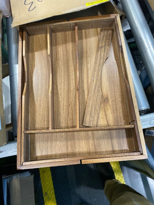 Photo 1 of ***MINOR DAMAGE*** oridom Expandable Acacia Kitchen Drawer Organizer for Cutlery and Utensils, Adjustable Acacia Wood Cutlery Tray in Drawer for Flatware and Silverware in Kitchen