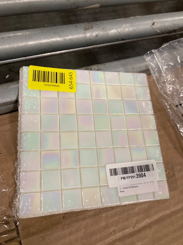 Photo 1 of **ONE PC**DICOFUN 1 Sheet Rainbow Peel and Stick Backsplash for Kitchen and Bathroom, 6.6" x 6.6" White Glass Mosaic Tile