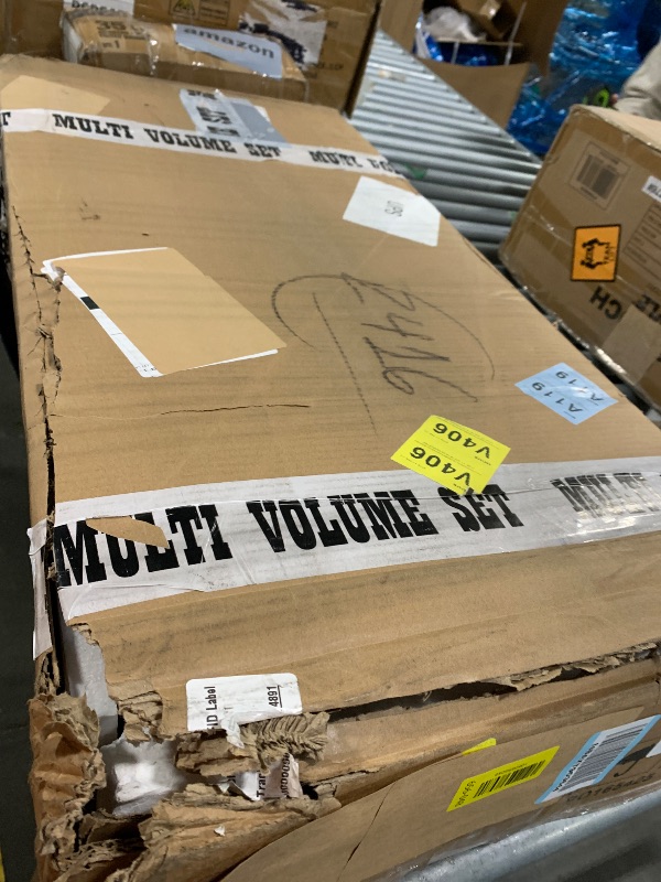 Photo 1 of ****PARTIAL SET, BOX A ONLY**** Tribesigns 71-Inch Executive Desk, L-Shaped Desk with Cabinet, Large Office Desk with Drawers and Storage Shelves, Writing Table Computer Desk for Home Office, Brown and White