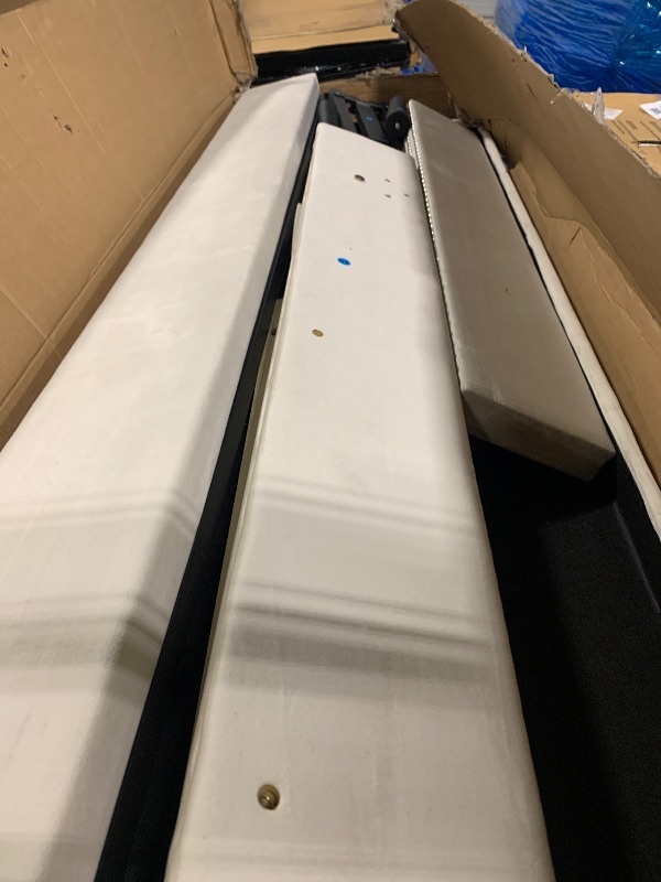 Photo 1 of ** USED** HAOARA King Size Bed Frame, Upholstered Platform Bed with Wingback Headboard, Velvet Button Tufted, Easy Assembly, No Box Spring Needed, Beige