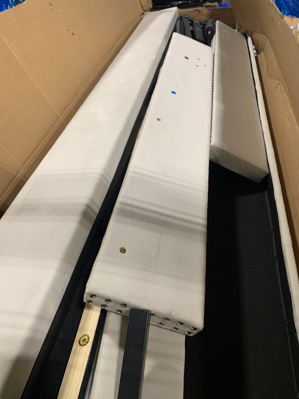 Photo 1 of ** USED** HAOARA King Size Bed Frame, Upholstered Platform Bed with Wingback Headboard, Velvet Button Tufted, Easy Assembly, No Box Spring Needed, Beige