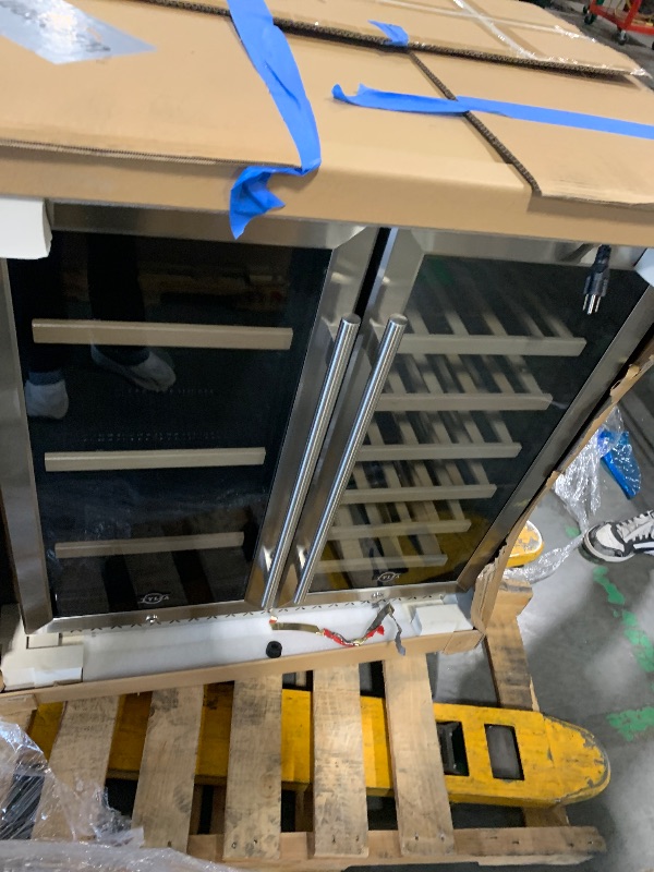 Photo 1 of ** UNTESTED** Tylza 30 Inch Wine and Beverage Refrigerator, Dual Zone Wine Beverage Cooler 30" with French Door, Under Counter Wine Beer Fridge Built-In or Freestanding, Holds 29 Bottles and 110 Cans TYBC200