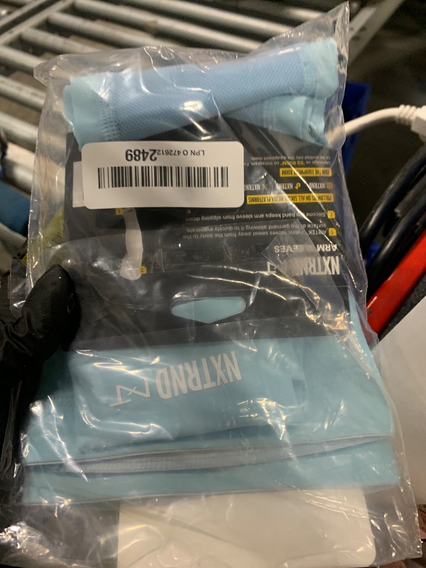 Photo 1 of 1 Pair Nxtrnd Compression Arm Sleeves for Men, Breathable Football, Basketball, Baseball Accessory, Adult & Kids (Large, Columbia Blue)