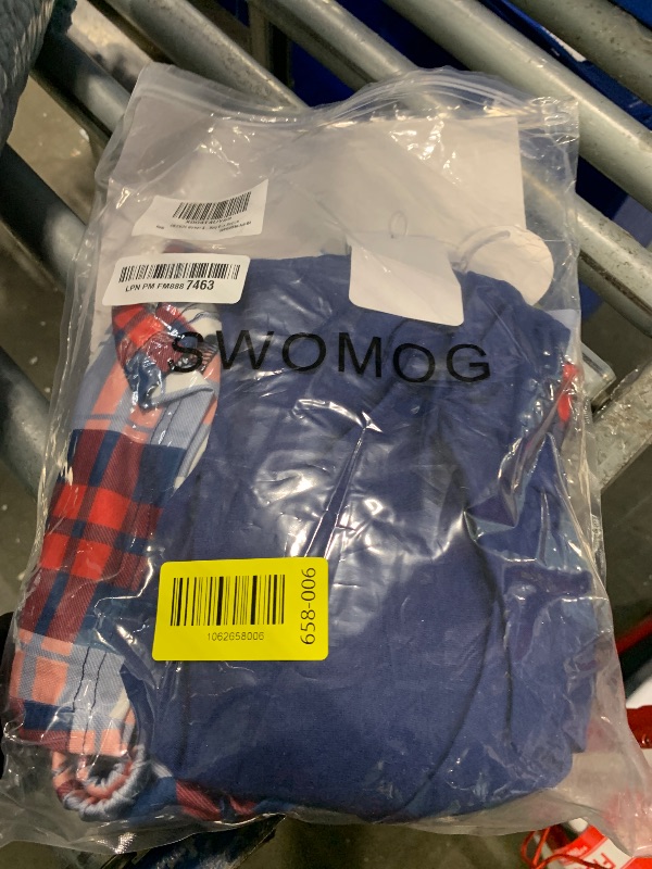 Photo 1 of ** ONLY ONE SET PJ** SWOMOG Couples Pajama men Set Long Sleeve and Plaid Pants with Pockets Pjs Soft Sleepwear Lounge Set Men Navy Blue Medium