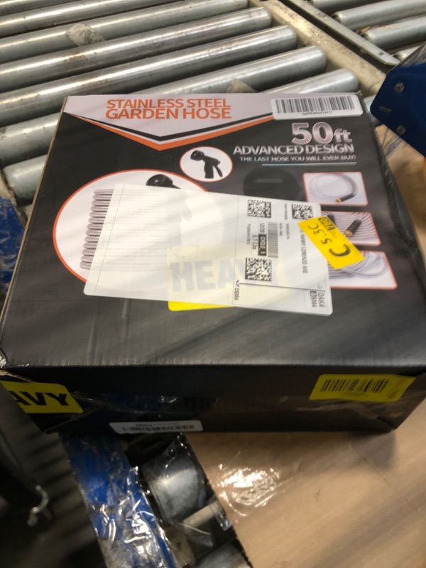 Photo 1 of ***Missing water nozzle****  Garden Hose Metal 50FT, Stainless Steel Heavy Duty Water Hose With 10 Function Nozzle, No-Kink, Tough & Flexible, Sturdy and Lightweight, Rust Proof hose for Yard, Outdoor, RV
