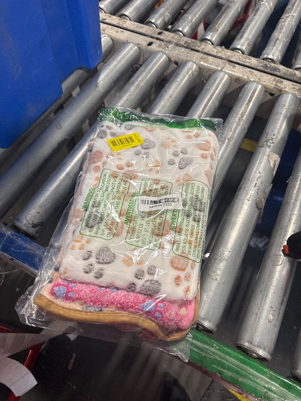 Photo 1 of 1 Pack 3 Blankets Super Soft Fluffy Premium Fleece Pet Blanket Flannel Paw Printed Throw for Dog Puppy Cat (Small 23x16'', Brown, Pink, White)