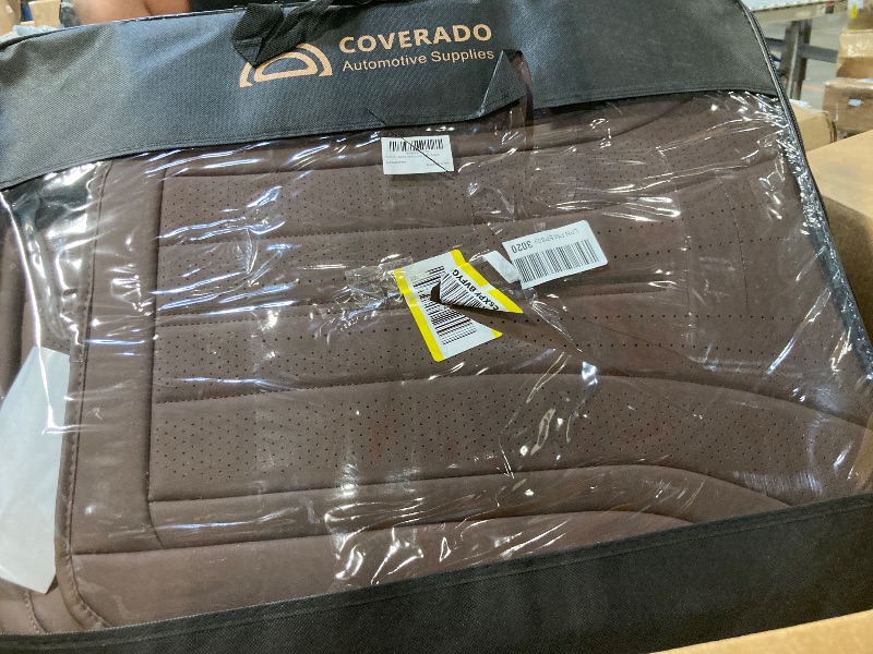 Photo 1 of **SMALL DAMAGE**Coverado Front and Back Car Seat Covers, Leather Seat Cover for Cars, Automotive Seat Cover Full Set, Waterproof Universal Seat Cover, Luxury Car Seat Protector Seat Cushion Fit Most Cars, Coffee