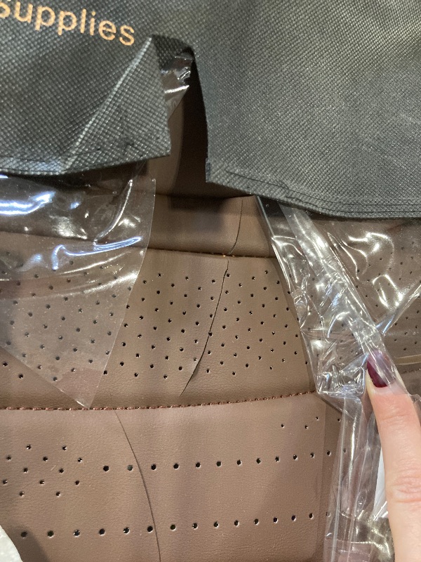 Photo 1 of **SMALL DAMAGE**Coverado Front and Back Car Seat Covers, Leather Seat Cover for Cars, Automotive Seat Cover Full Set, Waterproof Universal Seat Cover, Luxury Car Seat Protector Seat Cushion Fit Most Cars, Coffee