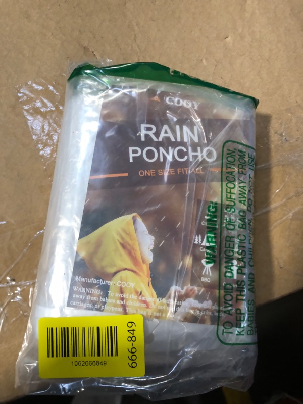Photo 1 of **MISSING PARTS**COOY Rain Ponchos,with Drawstring Hood ?5 Pack? Emergency Disposable Rain Ponchos Family Pack for Adults,Clear