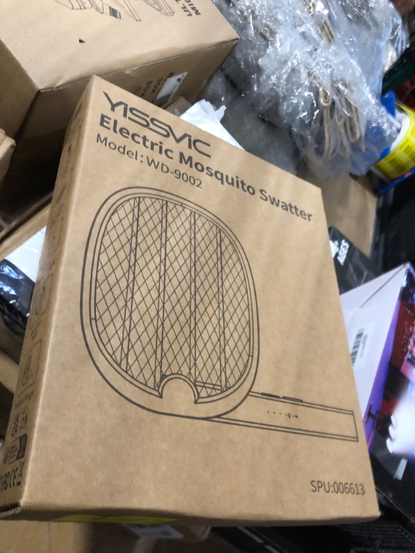 Photo 1 of *UNTESTED*
YISSVIC Electric Fly Swatter Foldable Bug Zapper Racket 2 in 1 Mosquito Killer with Purple Attractant Light Rechargeable 1800mAh for Indoor Home Backyard Patio Camping