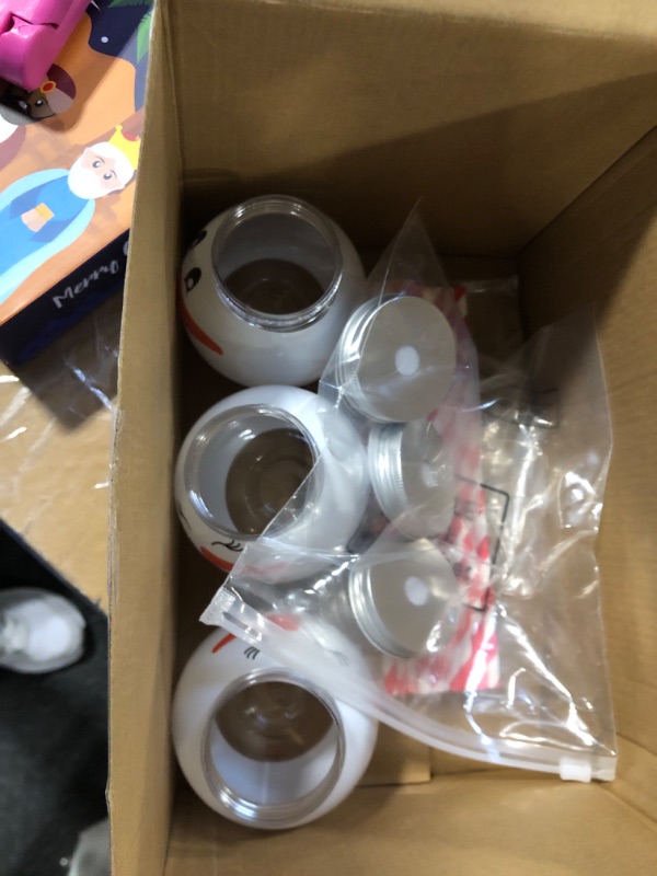 View 2 of **3 PCS**Baderke 12 Pcs 10oz Christmas Ornament Cups with Lid and Straw Holiday Ball Plastic Bulb Cups Xmas Designs Reusable Plastic Fish Bowls for Drinks Christmas Party Supplies(Rich Color,Snowman)
