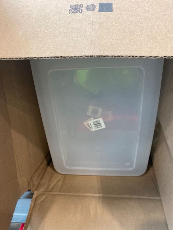 Photo 1 of **NO LIDS**Rubbermaid Cleverstore Clear 32 Qt, 6 Pack Stackable Plastic Storage Bins with Lids, Great for Closet and Laundry Storage, Organizing in the Home