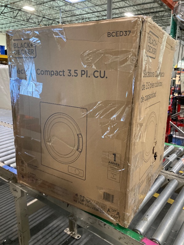 Photo 1 of ** USED / UNTESTED *** BLACK+DECKER BCED37 Compact Dryer for Standard Wall Outlet, Small, 4 Modes, Load Volume 13.2 lbs., White