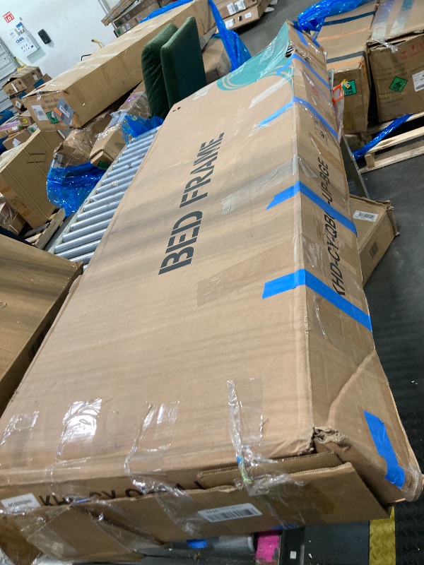 Photo 1 of ** USED*** VECELO Queen Size Upholstered Bed Frame with 4 Drawers and Headboard, Velvet Platform Storage Bedframe, Wooden Slats Support, No Box Spring Needed, Beige